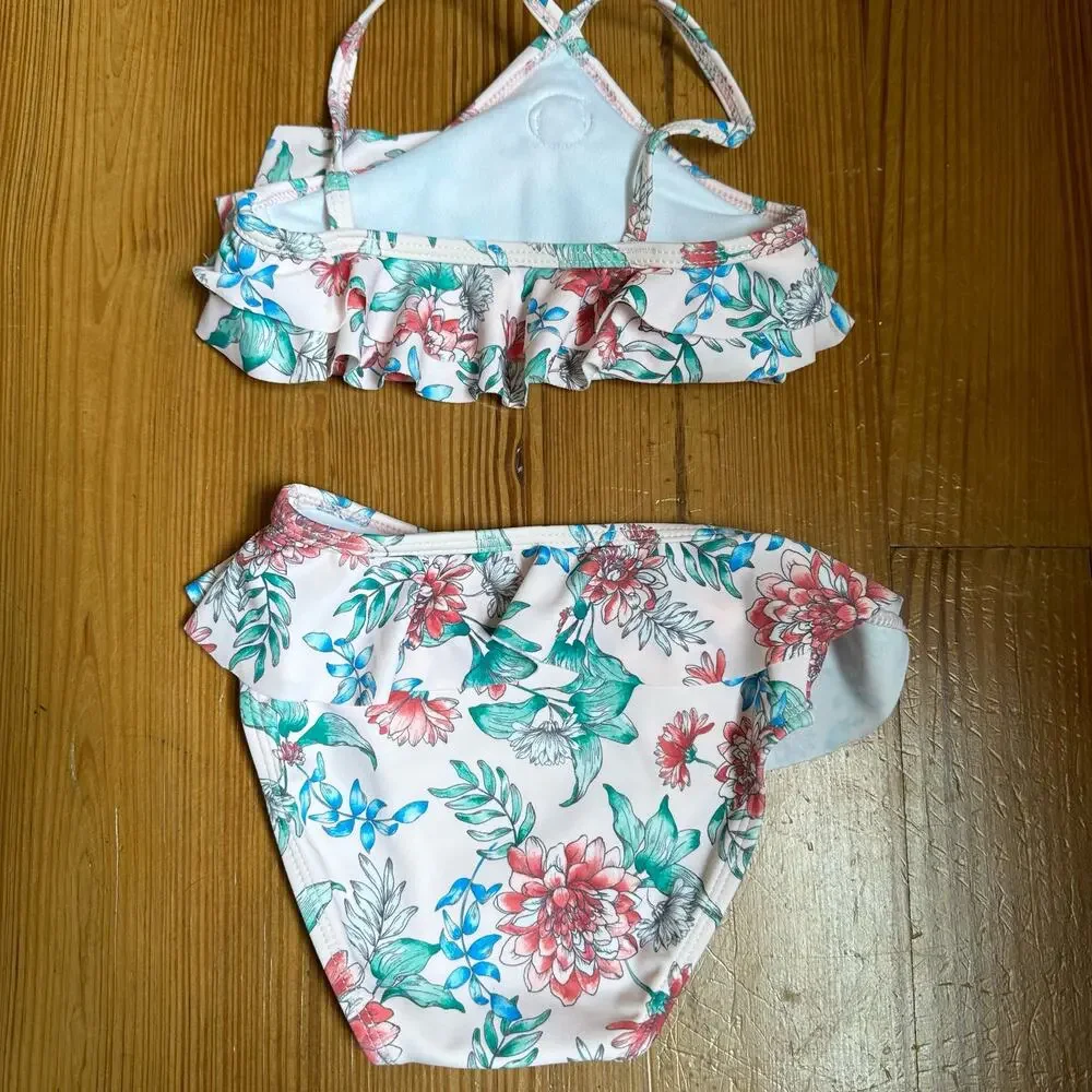 Janie and Jack pink floral‎ two piece halter swimsuit SIZE 12-18M